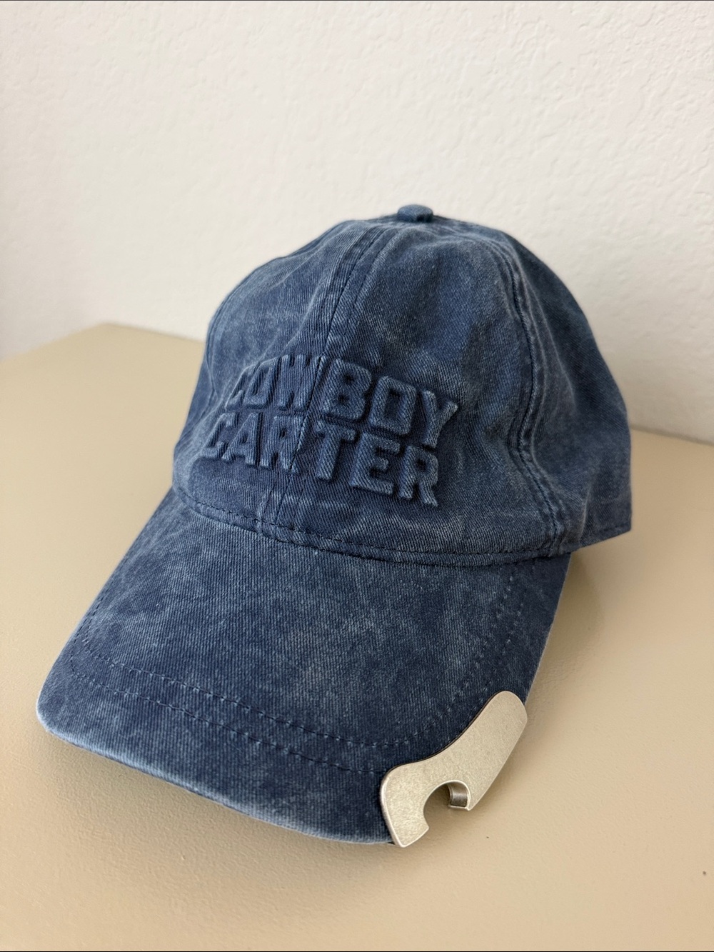 Embroidered Denim Baseball Cap - Blue